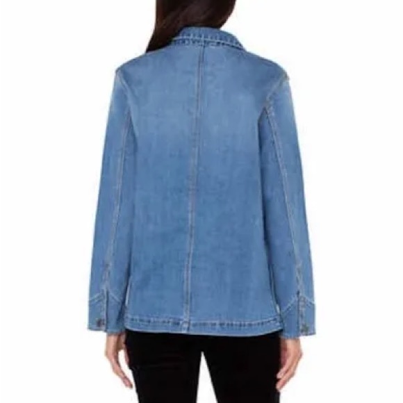 Well Worn Womens Denim Chore Jacket Comfort Stretch Light Blue Sz large 12-14 - Picture 3 of 6